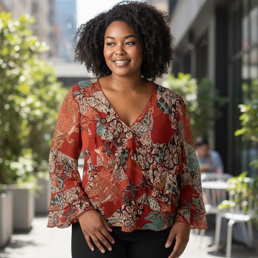 Madrid women’s multi-print top - Size 3x